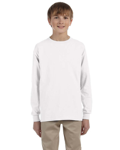 Gildan Youth Ultra Cotton Long Sleeve T-Shirt G240B | White - Front