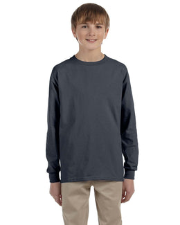 Gildan Youth Ultra Cotton Long Sleeve T-Shirt G240B | Charcoal - Front