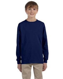 Gildan Youth Ultra Cotton Long Sleeve T-Shirt G240B | Navy - Front