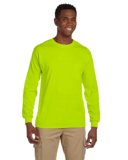 Gildan Ultra Cotton Long Sleeve Pocket T-Shirt G241 | Safety Green - Front