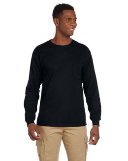 Gildan Ultra Cotton Long Sleeve Pocket T-Shirt G241 | Black - Front