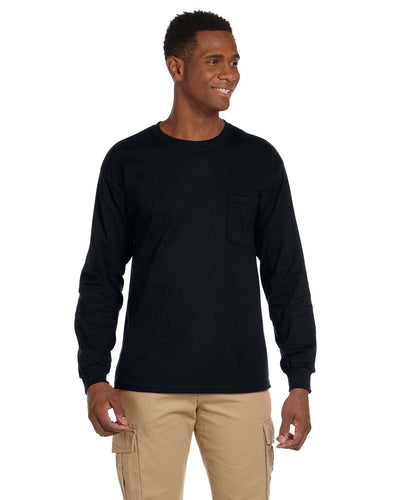 Gildan Ultra Cotton Long Sleeve Pocket T-Shirt G241 | Black - Front