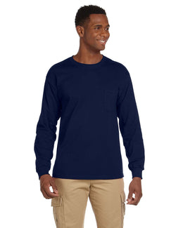 Gildan Ultra Cotton Long Sleeve Pocket T-Shirt G241 | Navy - Front