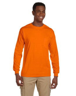 Gildan Ultra Cotton Long Sleeve Pocket T-Shirt G241 | S Orange - Front