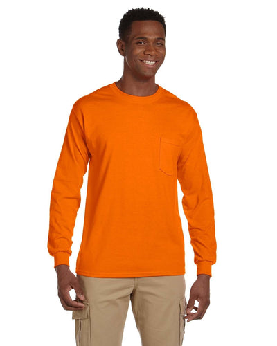 Gildan Ultra Cotton Long Sleeve Pocket T-Shirt G241 | S Orange - Front