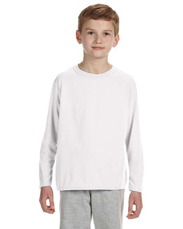 Gildan Youth 4.5 oz. Performance Long Sleeve T-Shirt G424B | White - Front