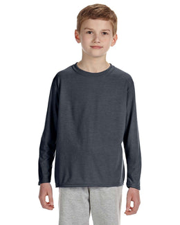 Gildan Youth 4.5 oz. Performance Long Sleeve T-Shirt G424B | Charcoal - Front