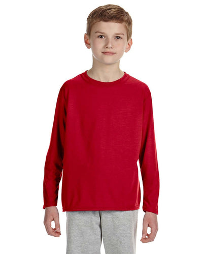 Gildan Youth 4.5 oz. Performance Long Sleeve T-Shirt G424B | Red - Front