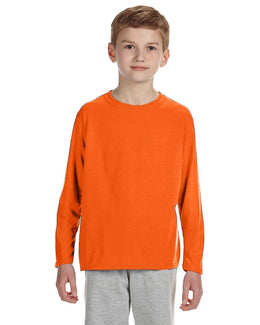 Gildan Youth 4.5 oz. Performance Long Sleeve T-Shirt G424B | Orange - Front