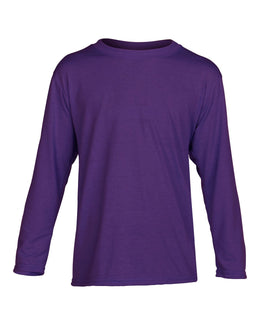 Gildan Youth 4.5 oz. Performance Long Sleeve T-Shirt G424B | Purple - Front
