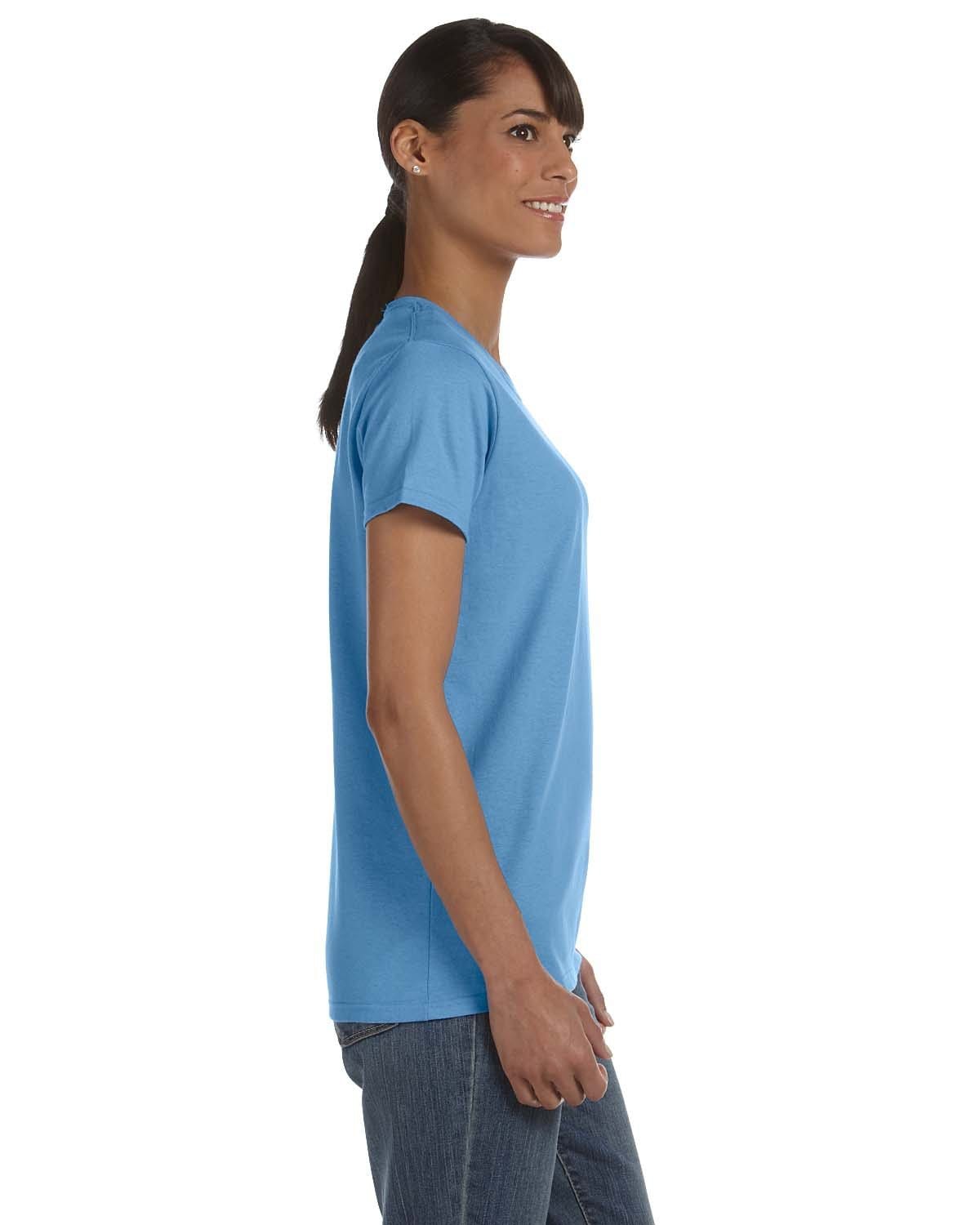 Gildan Ladies Heavy Cotton Missy Fit Short Sleeve T-Shirt - XL Size In Heather Sapphire - View #2