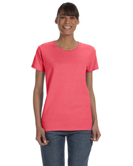 Gildan Ladies Lightweight 100% Cotton T-Shirt G500L | Coral Silk - Front