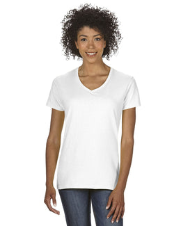 Gildan Ladies Heavy Cotton 5.3 oz. V-Neck T-Shirt G500VL | White - Front