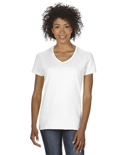 Gildan Ladies Heavy Cotton 5.3 oz. V-Neck T-Shirt G500VL | White - Front