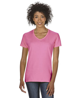 Gildan Ladies Heavy Cotton 5.3 oz. V-Neck T-Shirt G500VL | Azalea - Front