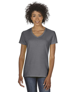 Gildan Ladies Heavy Cotton 5.3 oz. V-Neck T-Shirt G500VL | Charcoal - Front