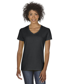 Gildan Ladies Heavy Cotton 5.3 oz. V-Neck T-Shirt G500VL | Black - Front