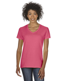 Gildan Ladies Heavy Cotton 5.3 oz. V-Neck T-Shirt G500VL | Coral Silk - Front
