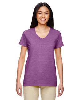 Gildan Ladies Heavy Cotton 5.3 oz. V-Neck T-Shirt G500VL | Hthr Rdnt Orchid - Front