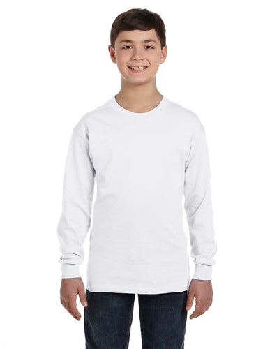 Gildan Youth Heavy Cotton Long Sleeve T-Shirt G540B | White - Front