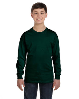 Gildan Youth Heavy Cotton Long Sleeve T-Shirt G540B | Forest Green - Front