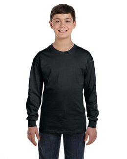 Gildan Youth Heavy Cotton Long Sleeve T-Shirt G540B | Black - Front
