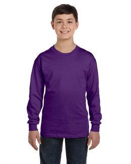 Gildan Youth Heavy Cotton Long Sleeve T-Shirt G540B | Purple - Front