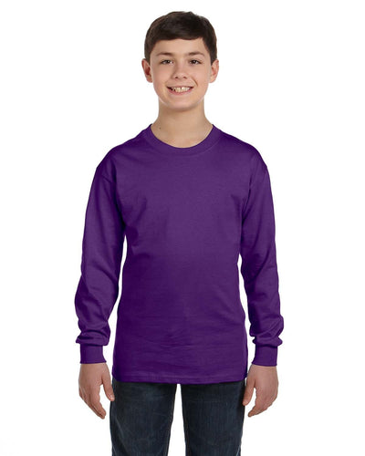 Gildan Youth Heavy Cotton Long Sleeve T-Shirt G540B | Purple - Front