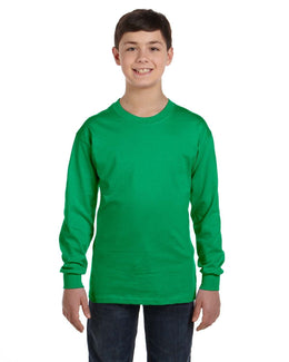 Gildan Youth Heavy Cotton Long Sleeve T-Shirt G540B | Irish Green - Front