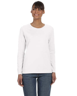 Gildan Ladies Long Sleeve 100% Cotton T-Shirt G540L | White - Front