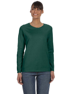 Gildan Ladies Long Sleeve 100% Cotton T-Shirt G540L | Forest Green - Front