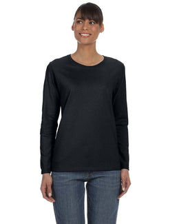 Gildan Ladies Long Sleeve 100% Cotton T-Shirt G540L | Black - Front
