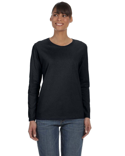 Gildan Ladies Long Sleeve 100% Cotton T-Shirt G540L | Black - Front