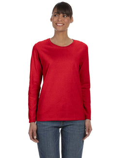 Gildan Ladies Long Sleeve 100% Cotton T-Shirt G540L | Red - Front