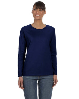 Gildan Ladies Long Sleeve 100% Cotton T-Shirt G540L | Navy - Front
