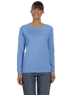 Gildan Ladies Long Sleeve 100% Cotton T-Shirt G540L | Carolina Blue - Front