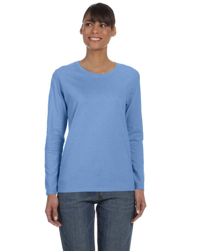 Gildan Ladies Long Sleeve 100% Cotton T-Shirt G540L | Carolina Blue - Front
