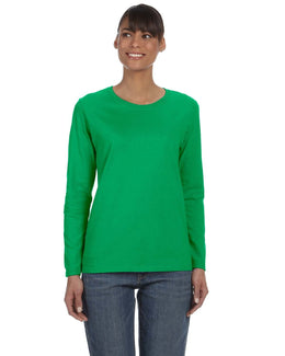 Gildan Ladies Long Sleeve 100% Cotton T-Shirt G540L | Irish Green - Front