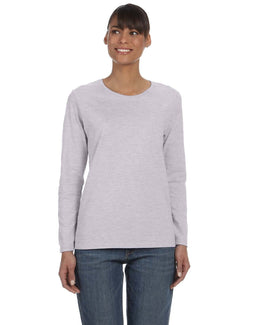Gildan Ladies Long Sleeve 100% Cotton T-Shirt G540L | Sport Grey - Front