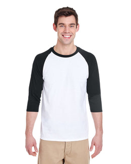 Gildan Heavy Cotton 3/4-Raglan Sleeve T-Shirt G570 | White/ Black - Front