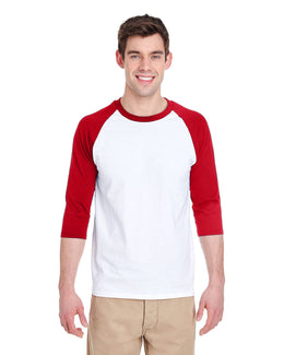 Gildan Heavy Cotton 3/4-Raglan Sleeve T-Shirt G570 | White/ Red - Front