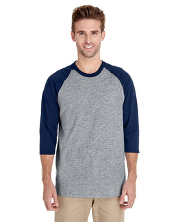 Gildan Heavy Cotton 3/4-Raglan Sleeve T-Shirt G570 | Sport Grey/ Navy - Front