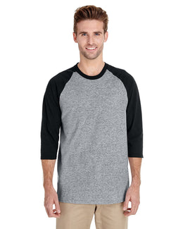 Gildan Heavy Cotton 3/4-Raglan Sleeve T-Shirt G570 | Sport Grey/ Blk - Front