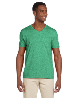 Gildan SoftStyle V-Neck T-Shirt G64V | Hthr Irish Green - Front