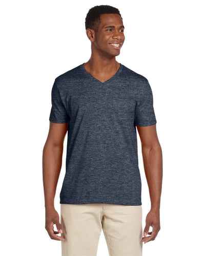 Gildan SoftStyle V-Neck T-Shirt G64V | Heather Navy - Front