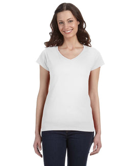 Gildan Ladies SoftStyle V-Neck T-Shirt G64VL | White - Front