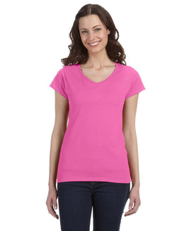 Gildan Ladies SoftStyle V-Neck T-Shirt G64VL | Azalea - Front