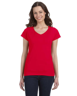 Gildan Ladies SoftStyle V-Neck T-Shirt G64VL | Cherry Red - Front