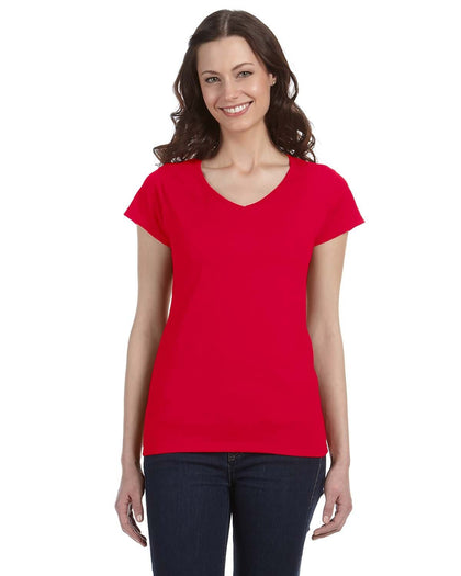 Gildan Ladies SoftStyle V-Neck T-Shirt | Cherry Red – CheapesTees