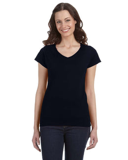 Gildan Ladies SoftStyle V-Neck T-Shirt G64VL | Black - Front